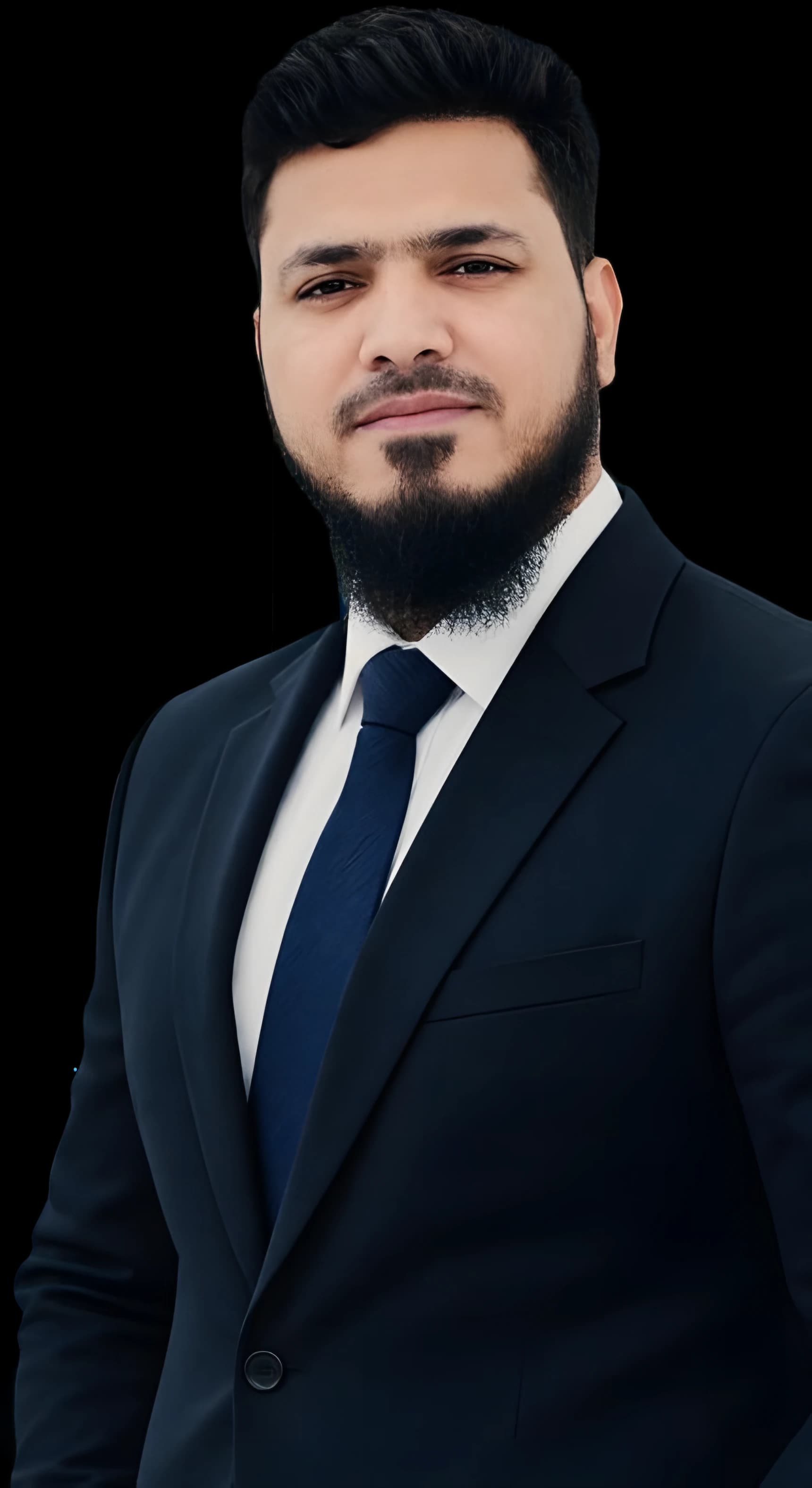 Oumama Paracha, founder of Banana Marketing, in a dark suit and tie